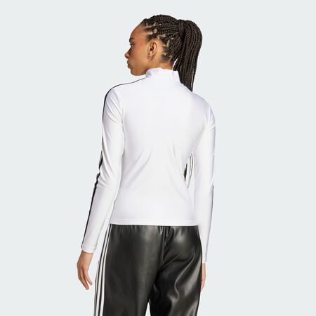 ADIDAS ORIGINALS T-shirt manches longues col cheminée 3 bandes Adicolor White FEMME