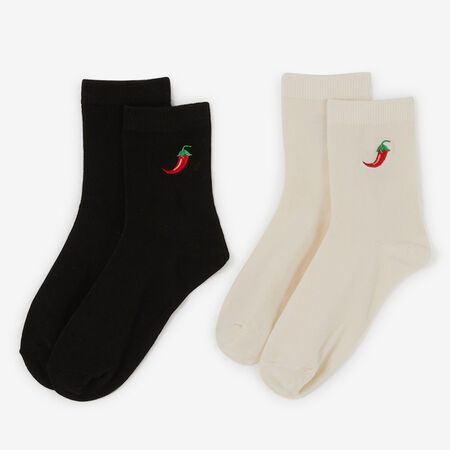 COURIR CHILLI MID CREW 2PK NOIR/BEIGE UNISEX