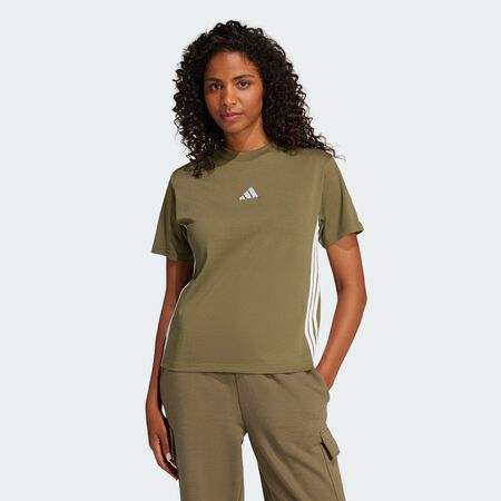 ADIDAS SPORTSWEAR T-shirt coton 3 bandes Essentials Olive Strata / White FEMME