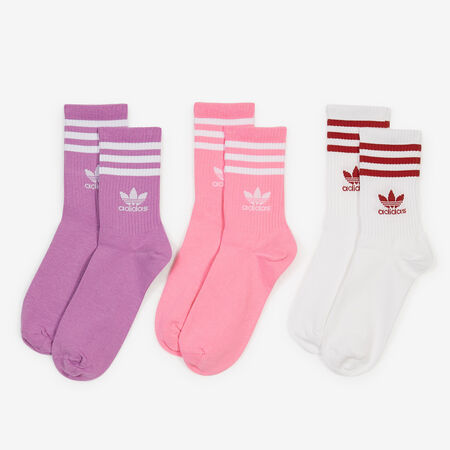 CHAUSSETTES X3 CREW 3 STRIPES : ROSE/BLANC