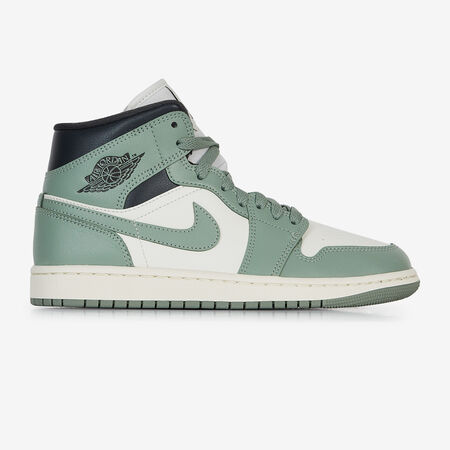 AIR JORDAN 1 MID JADE SMOKE : BEIGE/GREEN
