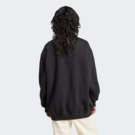 ADIDAS ORIGINALS Essentials Fleece Long Oversized Crew Sweatshirt Black WOMEN
