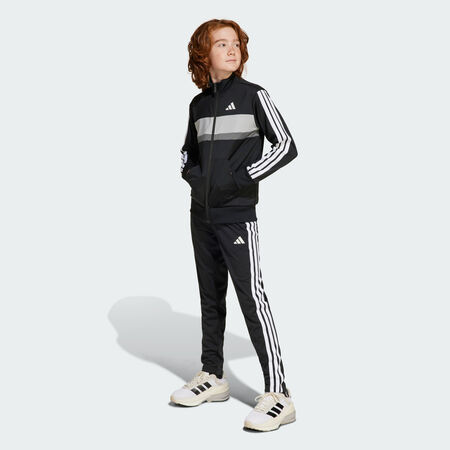 ADIDAS SPORTSWEAR Survêtement maille 3 bandes Seasonal Essentials Tiberio Enfants Black / White / Grey Two CADET