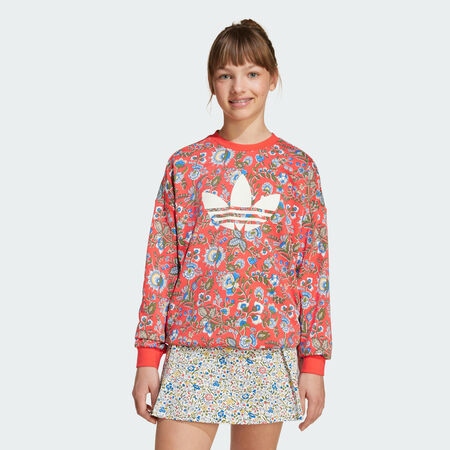 ADIDAS ORIGINALS Sweat-Shirt ras-du-cou Adidas Originals X Liberty London Enfants Semi Lucid Red / Multicolor JUNIOR