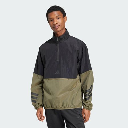 ADIDAS SPORTSWEAR Sweat-shirt toile demi-zip 3 bandes Future Icons Olive Strata HOMME