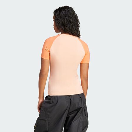 ADIDAS ORIGINALS T-shirt slim manches raglan 3 bandes Adicolor Glow Pink FEMME
