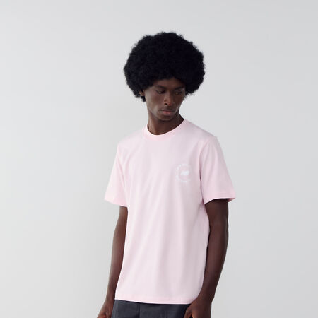 NEW BALANCE TEE SHIRT CHEST LOGO PINK/WHITE MEN