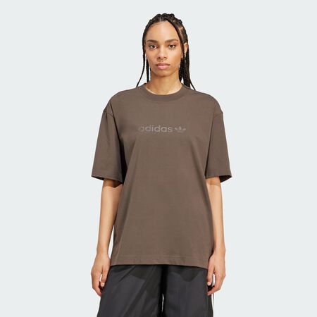 ADIDAS ORIGINALS T-shirt oversize Essentials Linear Shadow Olive FEMME