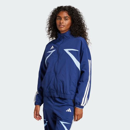 ADIDAS SPORTSWEAR Veste de survêtement toile Color Block 3 bandes Tiro Cut Dark Blue / Glow Blue / White FEMME