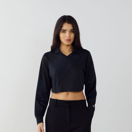 NIKE TOP CROP JERSEY NOIR/BLANC FEMME