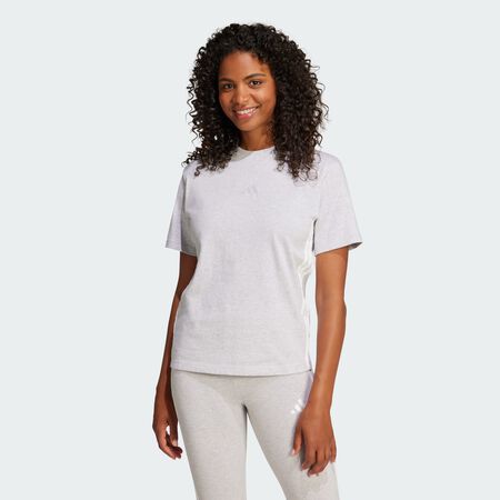 T-shirt coton 3 bandes Essentials : Light Grey Heather / White