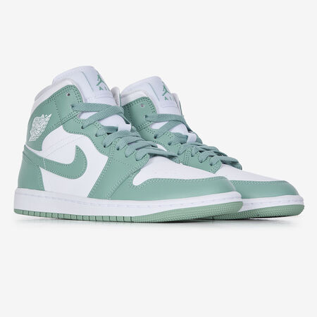 JORDAN AIR JORDAN 1 MID BLANC/VERT FEMME