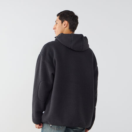 NEW BALANCE HOODIE SHERPA HALF ZIP HOOPS NOIR/BLANC HOMME