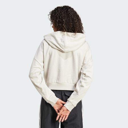ADIDAS SPORTSWEAR Sweat-shirt à capuche zip 1/4 french terry 3 bandes Essentials Beige / White FEMME