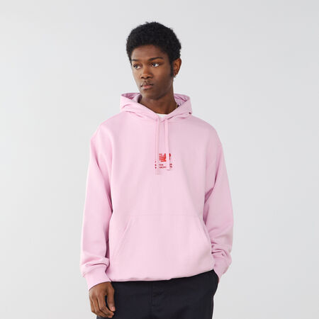 NEW BALANCE HOODIE EMBRO LOGO BOSTON 06 PINK/RED MEN