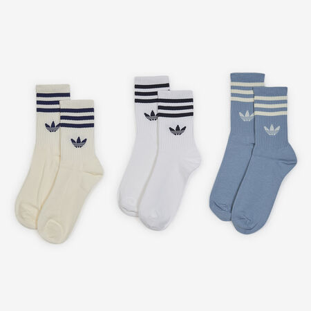ADIDAS ORIGINALS CHAUSSETTES X3 CREW 3 STRIPES WHITE/BLUE UNISEX