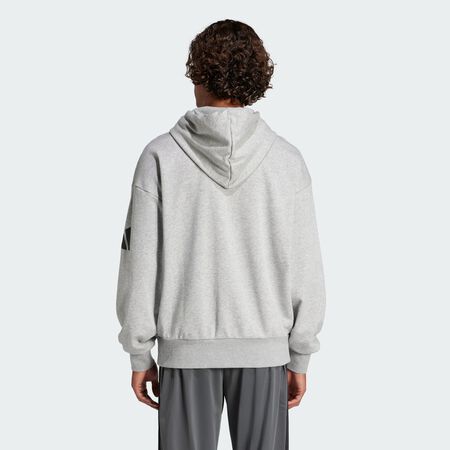 ADIDAS ORIGINALS Essentials Loose-Fit 3 Bar Logo French Terry Hoodie Medium Grey Heather / Black MEN