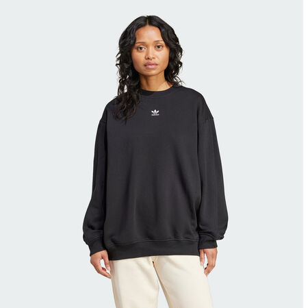 Essentials Fleece Long Oversized Crew Sweatshirt : Black