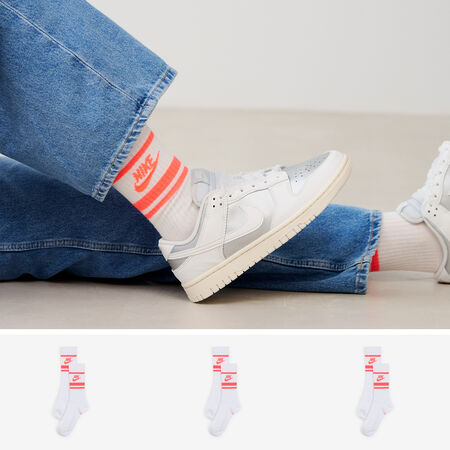NIKE CHAUSSETTES X3 CREW STRIPE WHITE/PINK MEN