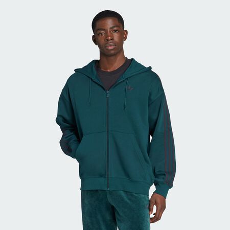 ADIDAS ORIGINALS Veste à capuche entièrement zippée oversize adidas Adicolor Aurora Ivy / Black HOMME