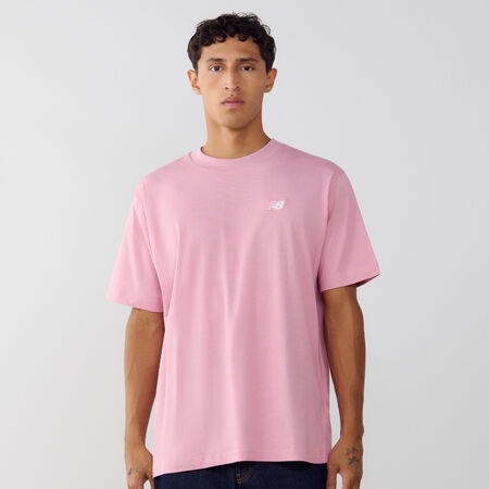 NEW BALANCE TEE SHIRT SMALL LOGO ESSENTIALS PINK/WHITE MEN