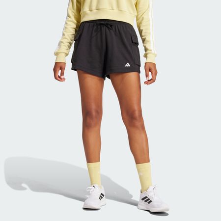 ADIDAS SPORTSWEAR Short cargo French Terry Petit logo Essentials Black / White FEMME