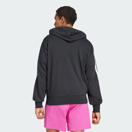 ADIDAS ORIGINALS Essentials 3-Stripes French Terry Full-Zip Hoodie Black / White MEN