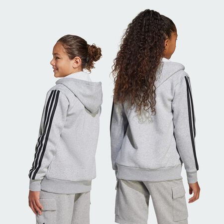 ADIDAS SPORTSWEAR Essentials Full-Zip Hoodie Kids Medium Grey Heather / Black JUNIOR