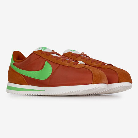 NIKE cortez CORTEZ NYLON VERT/ORANGE HOMME