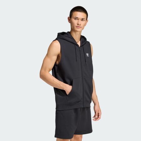 TREFOIL ESSENTIALS SLEEVELESS HOODIE : Black