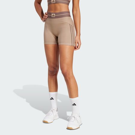ADIDAS PERFORMANCE Leggings courts Hyperglam Rib 4 Chalky Brown / Earth Strata FEMME