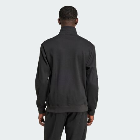 ADIDAS ORIGINALS Sweat-shirt demi-zip gaufré Trèfle Essentials Black HOMME