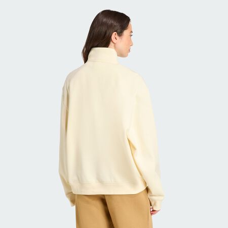 ADIDAS ORIGINALS Veste oversize quart de zip linéaire Essentials Cream White FEMME