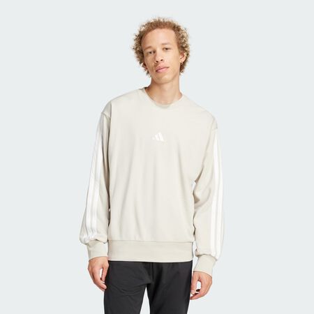 ADIDAS SPORTSWEAR Sweat-shirt French terry 3 bandes Essentials Beige / White HOMME