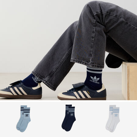 CHAUSSETTES X3 MID CUT CREW TREFOIL : BLUE/NAVY BLUE