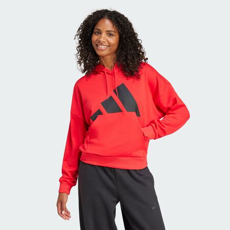 ADIDAS SPORTSWEAR Sweat-shirt à capuche ample French terry gros logo Essentials Pure Ruby / Black FEMME
