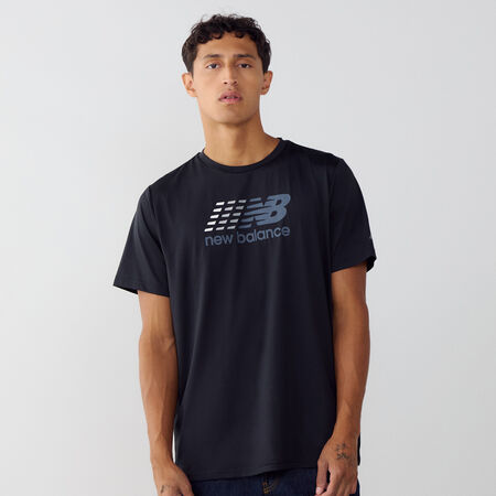 NEW BALANCE TEE SHIRT BIG LOGO BLACK/WHITE MEN