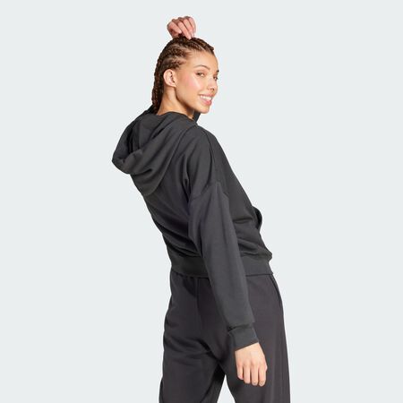 ADIDAS SPORTSWEAR Sweat-shirt à capuche ample French terry gros logo Essentials Black / White FEMME