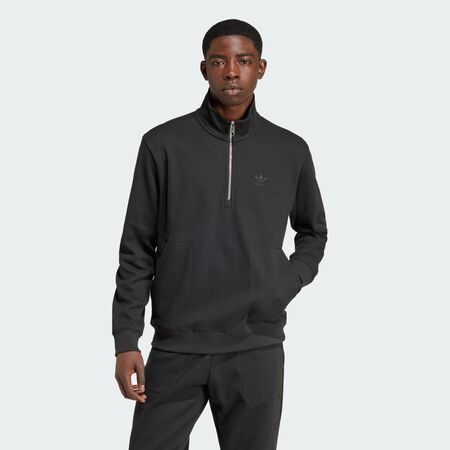 Sweat-shirt demi-zip gaufré Trèfle Essentials : Black