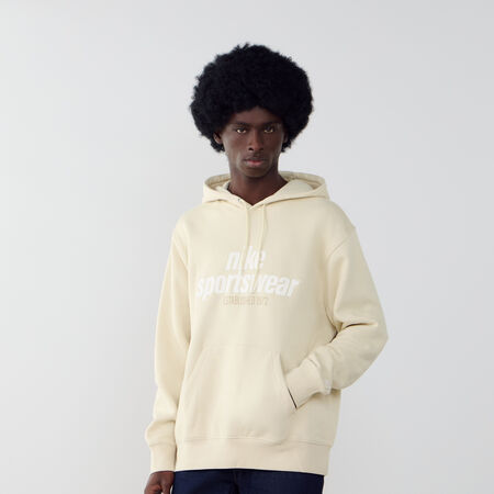 NIKE HOODIE LINEAR LOGO BEIGE/BLANC HOMME