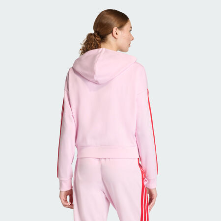 ADIDAS SPORTSWEAR Essentials 3-Stripes French Terry Full-Zip Hoodie Clear Pink / Pure Ruby WOMEN