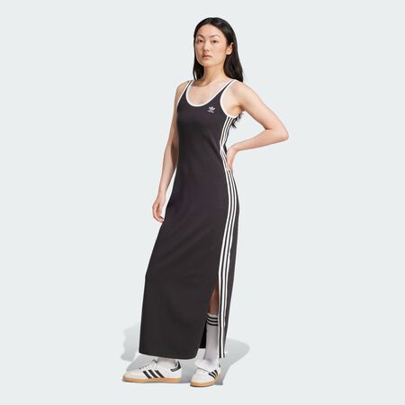 ADIDAS ORIGINALS Adicolor 3-Stripes Tank Maxi Dress Black / White WOMEN