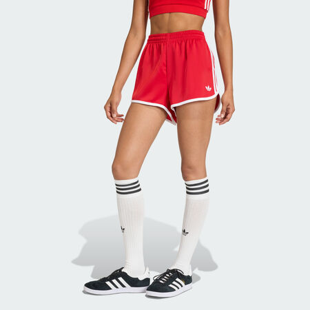 ADIDAS ORIGINALS 3 STRIPES SPRINTER SHORTS Better Scarlet / White WOMEN