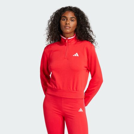 ADIDAS ORIGINALS Veste de survêtement courte molleton à quart de zip Essentials Color Pop Pure Ruby FEMME