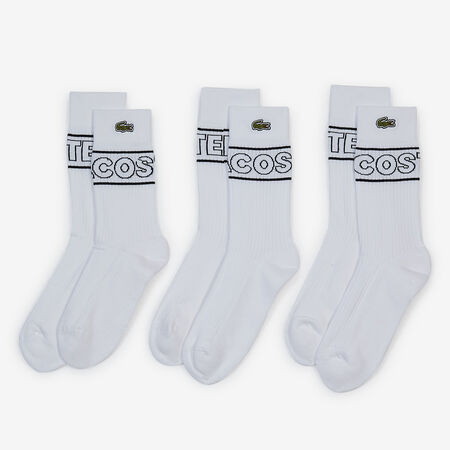 LACOSTE CHAUSSETTES X3 CREW EMBRO GRAPHIC WHITE MEN