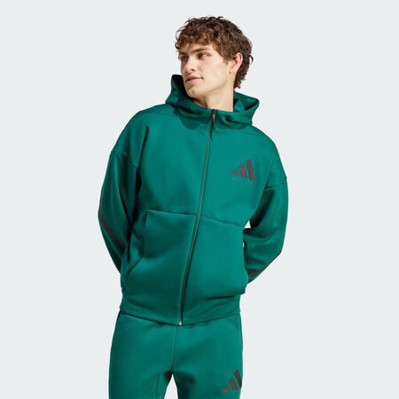 Nouvelle veste de survêtement à capuche entièrement zippée Z.N.E. : Collegiate Green