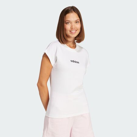 ADIDAS SPORTSWEAR T-shirt coton Essentials Linear White / Black FEMME