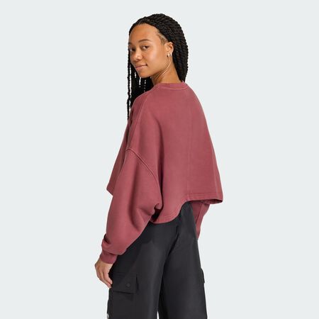 ADIDAS ORIGINALS ESSENTIALS LINEAR CROPPED SWEATSHIRT Maroon WOMEN