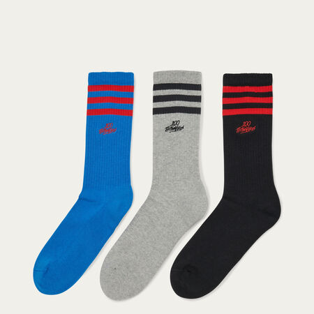 ADIDAS ORIGINALS Chaussettes 100 Thieves Black / Medium Grey Heather / Blue Bird MIXTE
