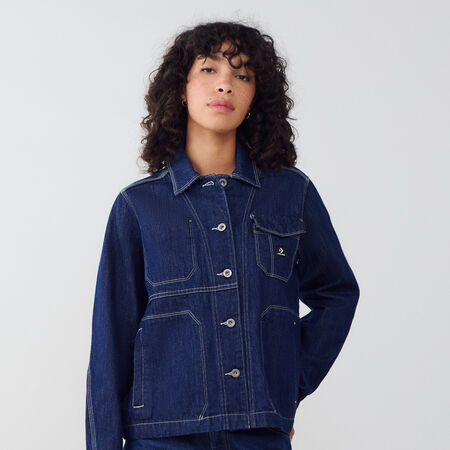 CONVERSE JACKET DENIM STITCHING BLEU/BLANC FEMME